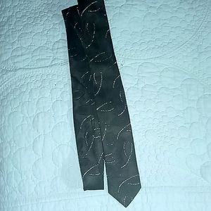 Pierre Cardin skinny tie 2 inch polyester black with embroidered designs